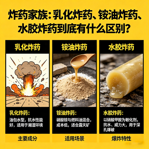 汉源炸药家族：乳化炸药、铵油炸药、水胶炸药到底有什么区别？